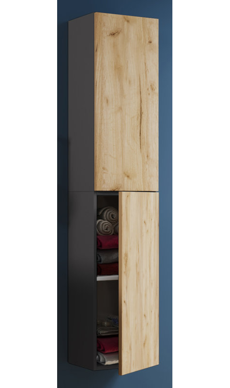 Aysheia Freestanding Bathroom Cabinet, Natural/Black