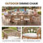 Chaise de salle à manger d'extérieur en corde - Chaise de patio moderne en métal avec dossier enveloppant et accoudoirs-122257211