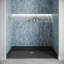 60 po x 36 po. Base de douche en alcôve en acrylique noir brillant avec drain central, drain inclus-114639143