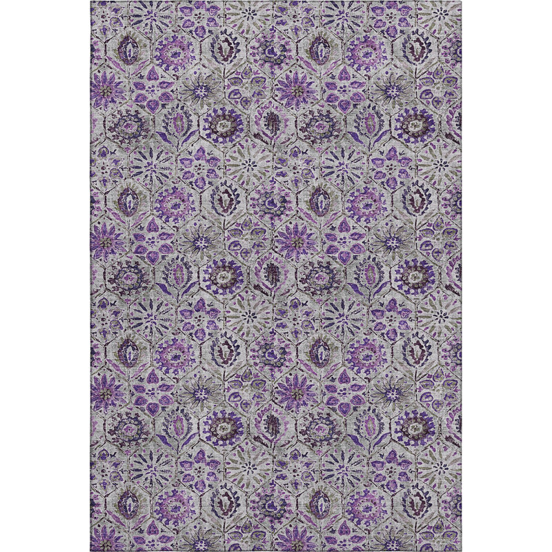 Premium Machine Washable Ralston AMF1938 Floral Rug, Rectangle 3' x 5'