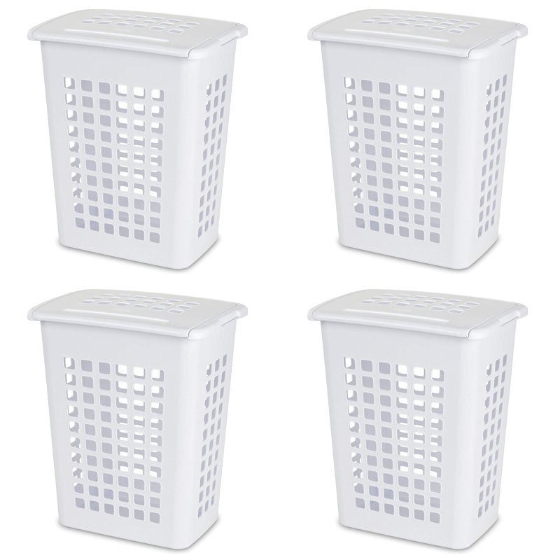Panier à linge rectangulaire en plastique avec couvercle Sterilite LiftTop, Paquet de 4