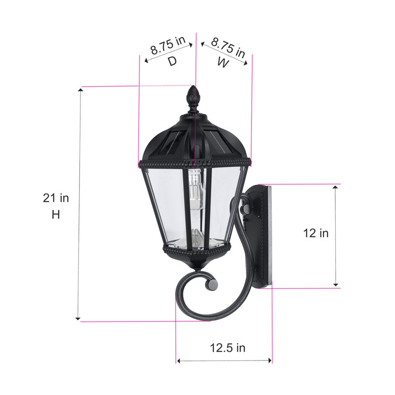 Royal Bulb Solar Light Wall Mount Black, Black