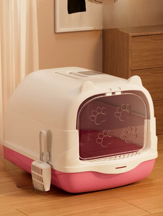 Gower Iron Litter Box, White/Pink