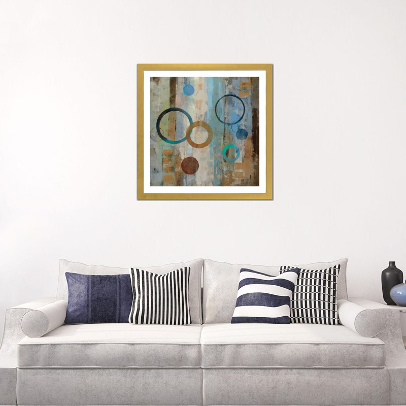 «Bubble Graffiti II» par Silvia Vassileva, reproduction d'art, Papier encadré doré, Blanc, H 24 po x l 24 po x p 1 po