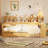 Wooden Twin Size Daybed With Storage Shelves, Multi-Functional Bed With Two Storage Drawers And  Study Desk, Natural-1391135623-1391135622