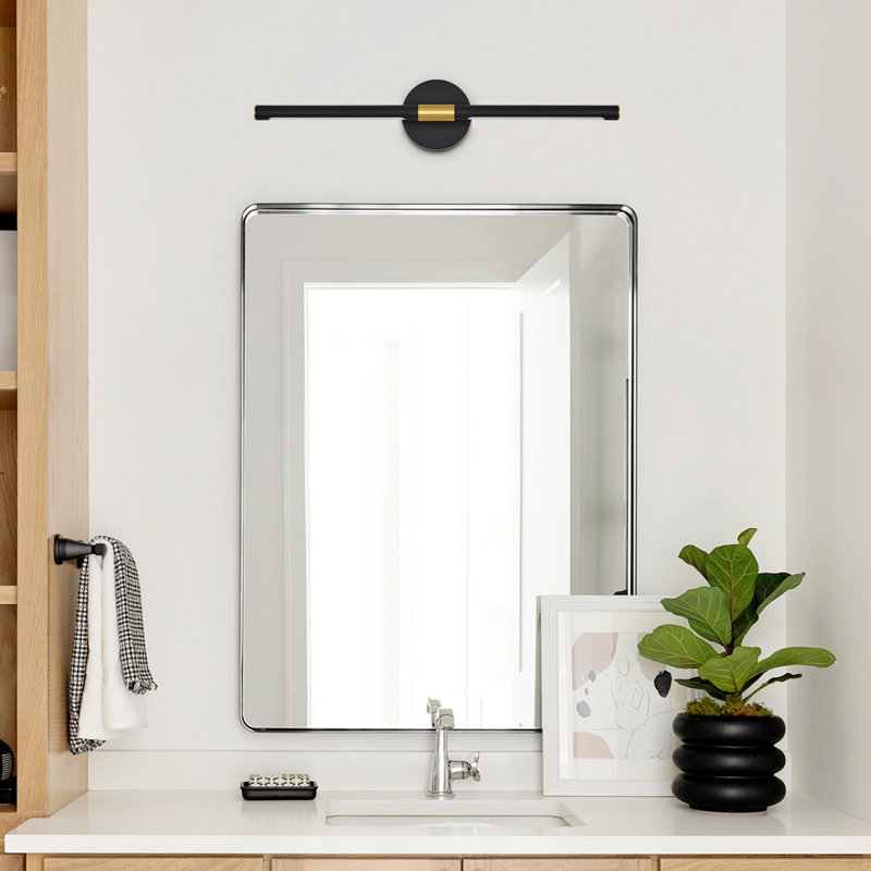 Mykai Dimmable 6000K LED Vanity Light, Black/Brass