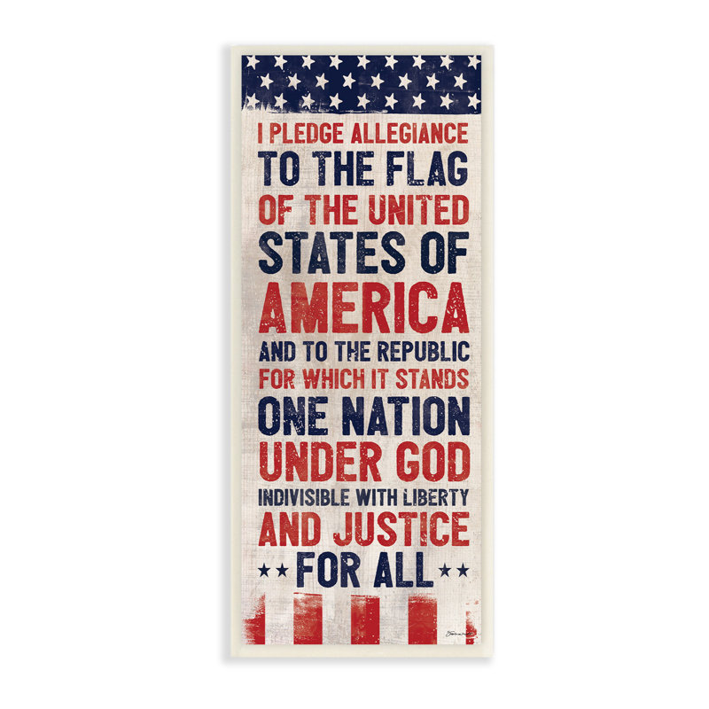 «Pledge of Allegiance», drapeau rouge blanc et bleu par Stephanie Workman Marrott - impression d'art graphique sur bois