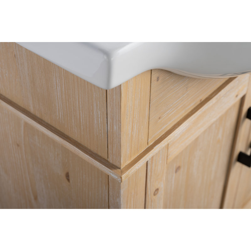 Ensemble de meuble-lavabo simple autoportant 30 po avec plateau en céramique Arlowene, 30", Teak White Rustic