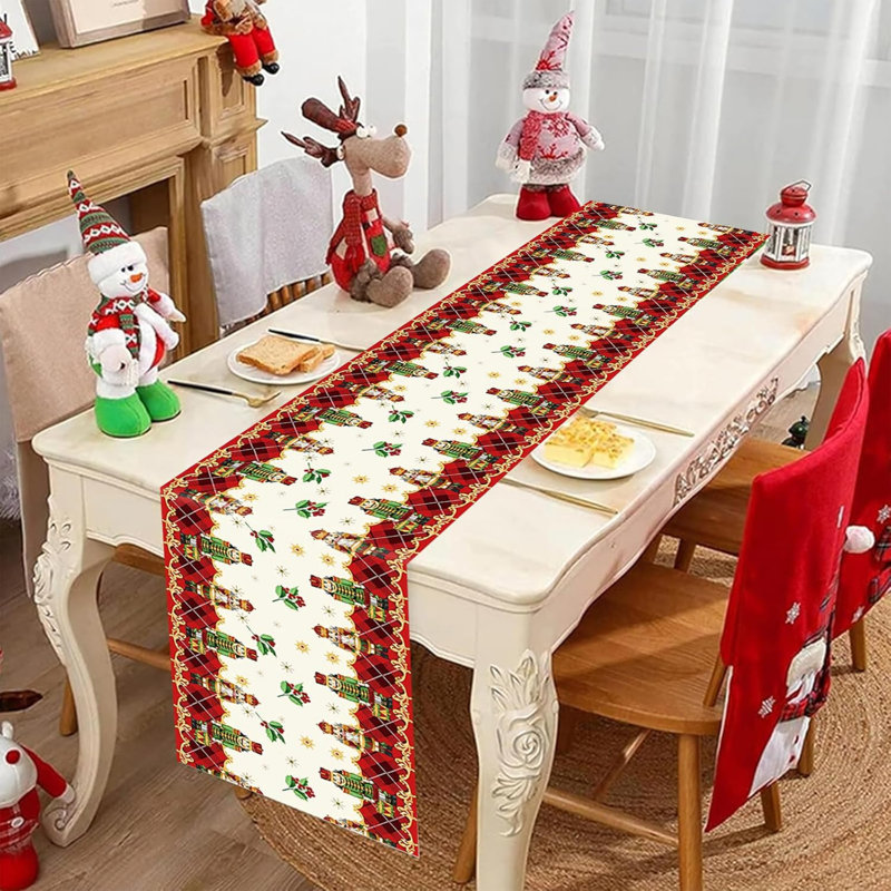 Christmas Table Runner, 13x72 Inch Merry Christmas Nutcracker Soldier Table Decorations Xmas Table Runners, Christmas Table Cloth Cover Line for Indoor Outdoor Winter Holiday Kitchen Dining Home Party