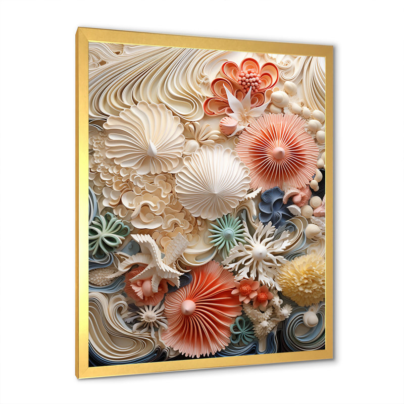 Créatures marines luxuriantes sur toile, H 32 po x l 24 po x P 1 po, Cadre doré simple