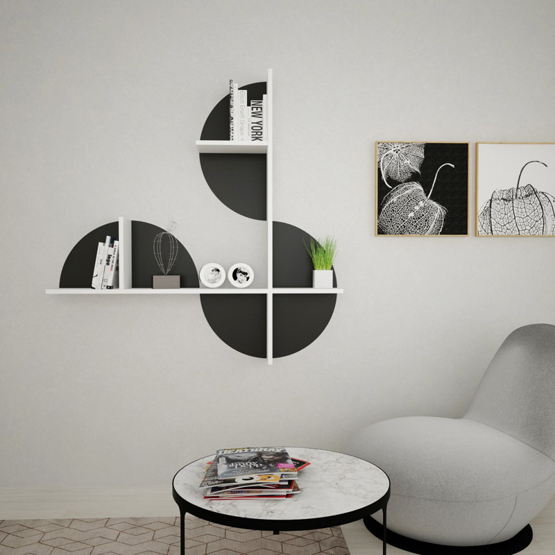 Tablette décorative 4 pièces Dayville, Noir et blanc