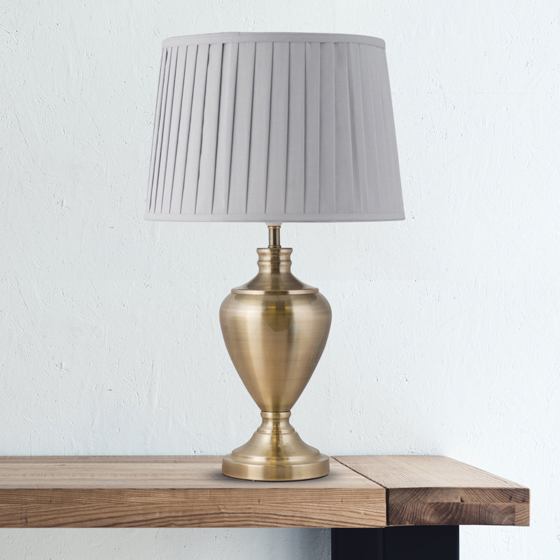 Haylee Metal Table Lamp, Polished Chrome, Grey