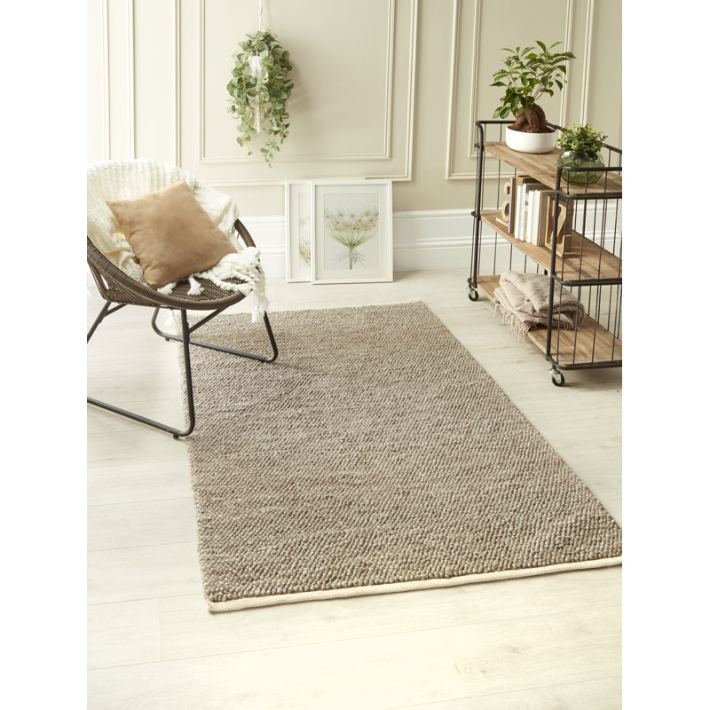 Carah Solid Colour Hand Woven Area Rug, Rectangle 120 x 170cm