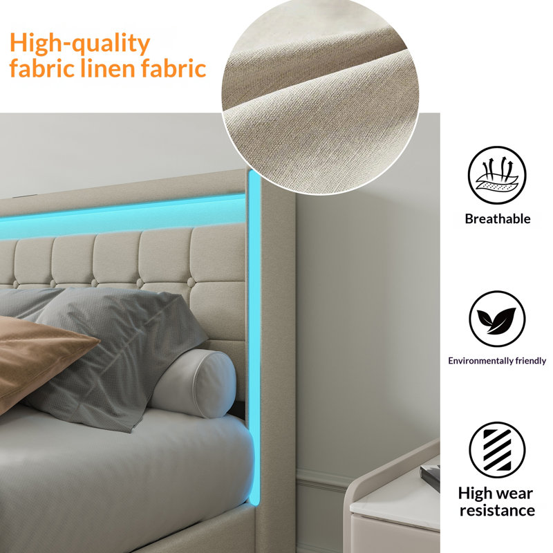 Bed, 160*200cm, Beige