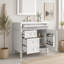 Meuble-lavabo de 91 cm (36 po) avec lavabo en céramique, meuble autoportant avec 2 tiroirs et un tiroir basculant, structure en bois massif et MDF, style rétro, bleu-414757070