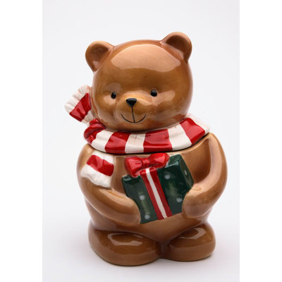 Ceramic Teddy Bear Cookie Jar 7 1/4"H