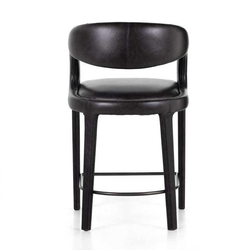 Hawkins Stool, Counter Stool (26.57" Seat Height), Sonoma Black/Genuine Leather