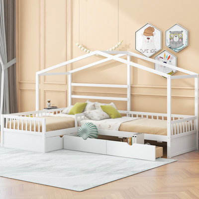 White Twin Platform Bed With 3 Drawer Storage - Practical Design Areas In And Functional Build