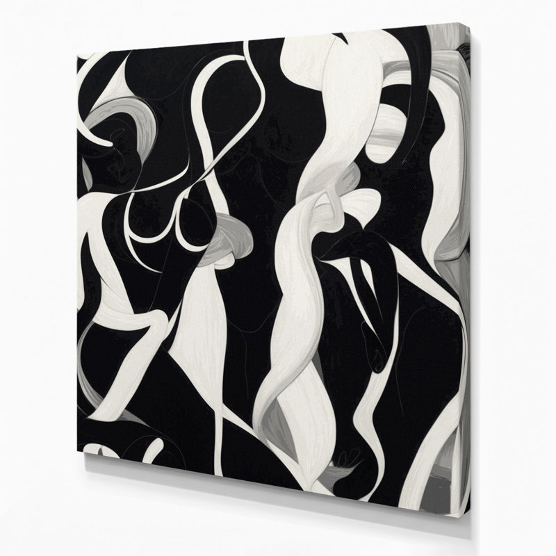 Abstrait art figuratif noir sur toile 59, H 12 po x l 12 po