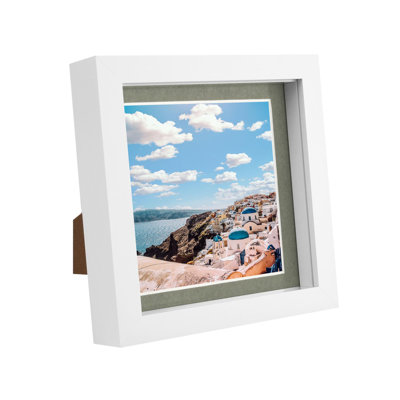 Nicola Spring - 6" x 6" White 3D Box Photo Frame - 4" x 4" Mount - Grey
