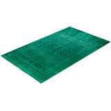 Overdyed Hand-Knotted Wool Modern-Contemporary Green Area Rug 5' 2" x 8' 5"