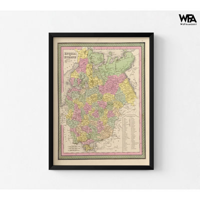 Russia In Europe 1849, Antique Russian Map Print, Old Europe Poster, Historian Gift Idea, European Old Map, Rustic Library Decor