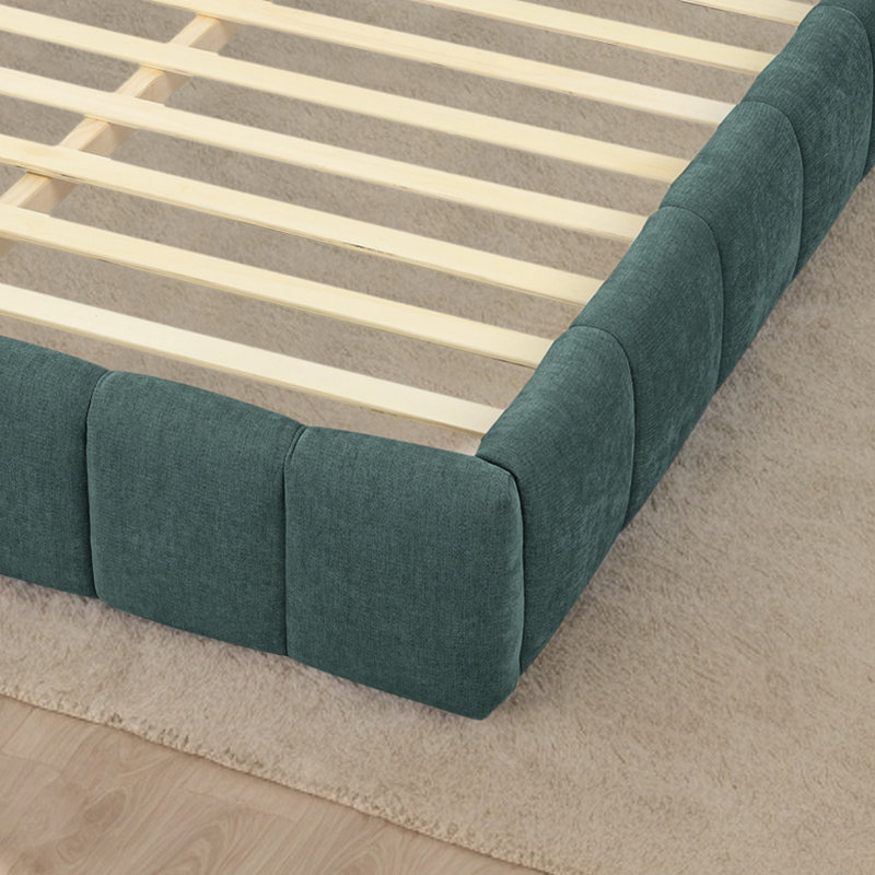 Cadre de lit tapissier, Bleu vert, Grand lit