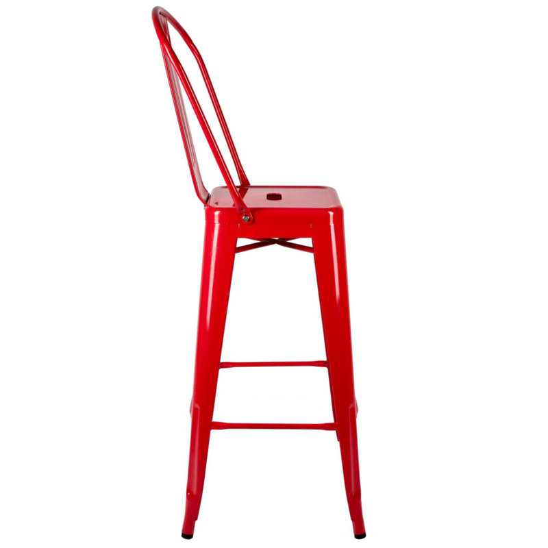 Tabouret de bar en métal Hi Chivari, Rouge