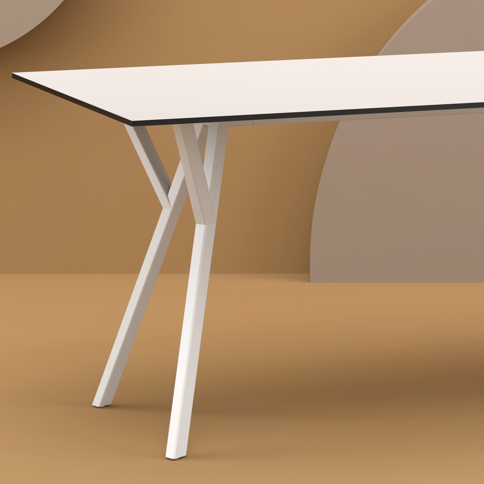 Pontus Synthetic Laminate Outdoor Dining Table, White, 35.5'' W x 71'' L x 29.5'' H