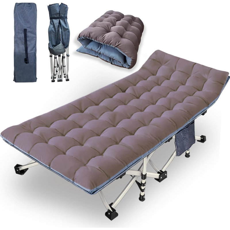 Lit de camp de 32 po de largeur avec matelas confortable pour adultes Lits de très grande taille pour dormir Lit de camping pliant Lit de camp robuste avec sac de transport