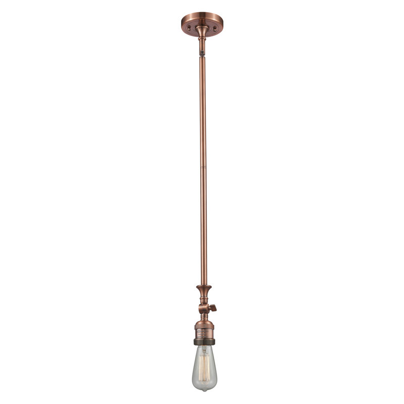 Rosso 1 - Light Single Pendant, Silver Mercury, 6 Watt Vinage LED Bulb, Antique Brass