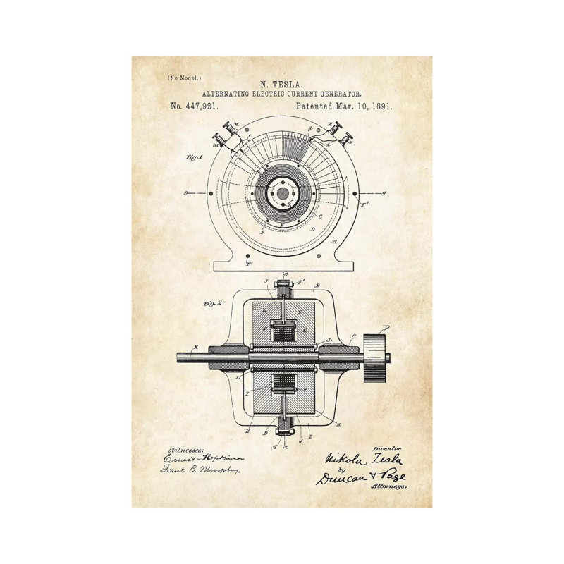 Nikola Tesla Generator - Wrapped Canvas Print, 20.32 cm H x 30.48 cm W
