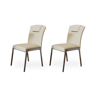 Chaise de salle à manger italienne à dossier ultra-fin en cuir italien