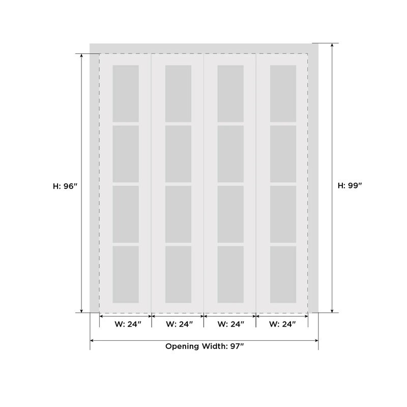 Porte pliante à panneaux en bois, Noir mat, 96 po x 96 po