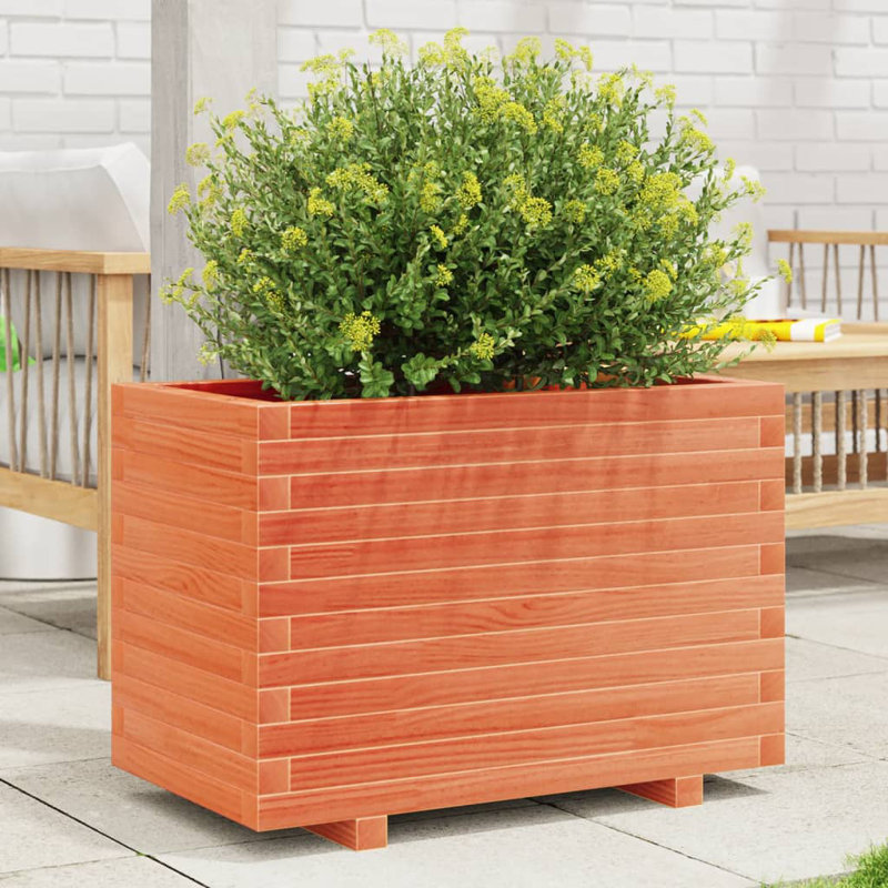8 Wood Planter, 49.5cm H x 70cm W x 40cm D, Wax brown