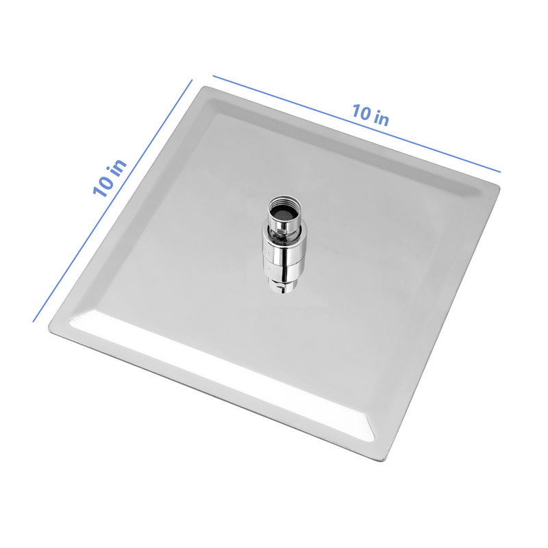 Pomme de douche à pluie carrée 10 po, fixation murale / plafond, Chrome