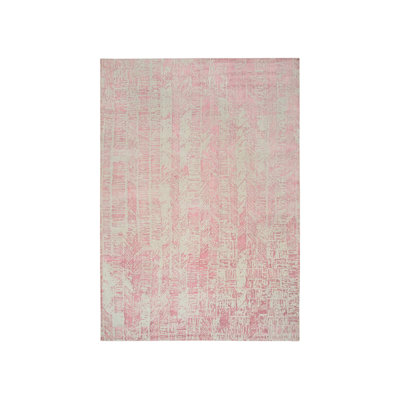 Tapis tissé à la main 10 pi x 14 pi rose en laine et en soie jacquard Art A3C65163CEAF41CC8D05856E8FF2397C