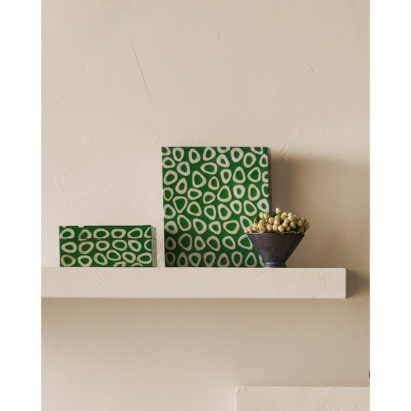 Ovoid Decorative Box, Green/White