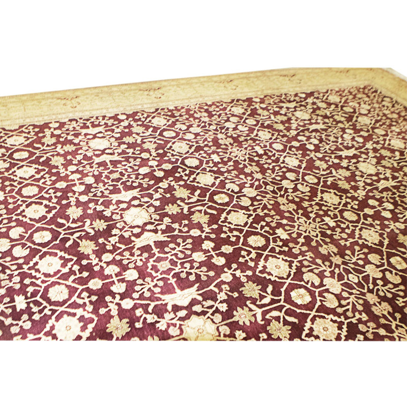 Tapis rouge et or noué à la main de haute qualité
