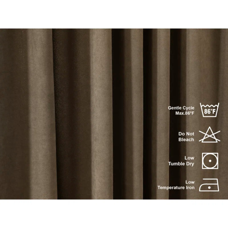 Room Darkening Single Curtain Panel, Light Brown, 130cm Width x 325cm Drop