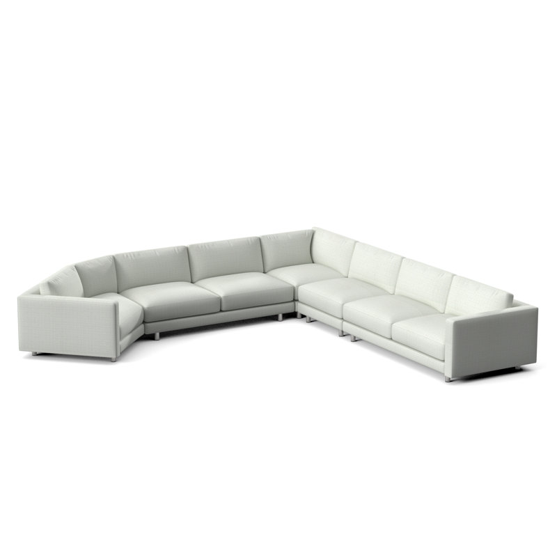 Avanni Patio Sectional with Sunbrella Cushions, Cream Linen 6025-002, Silver