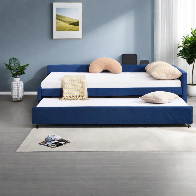 Lits en velours peu encombrants, conception moderne avec lit gigogne pour la maison
