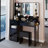 41" Vanity Table With LED Mirror And Storage For Large Space-1328815000