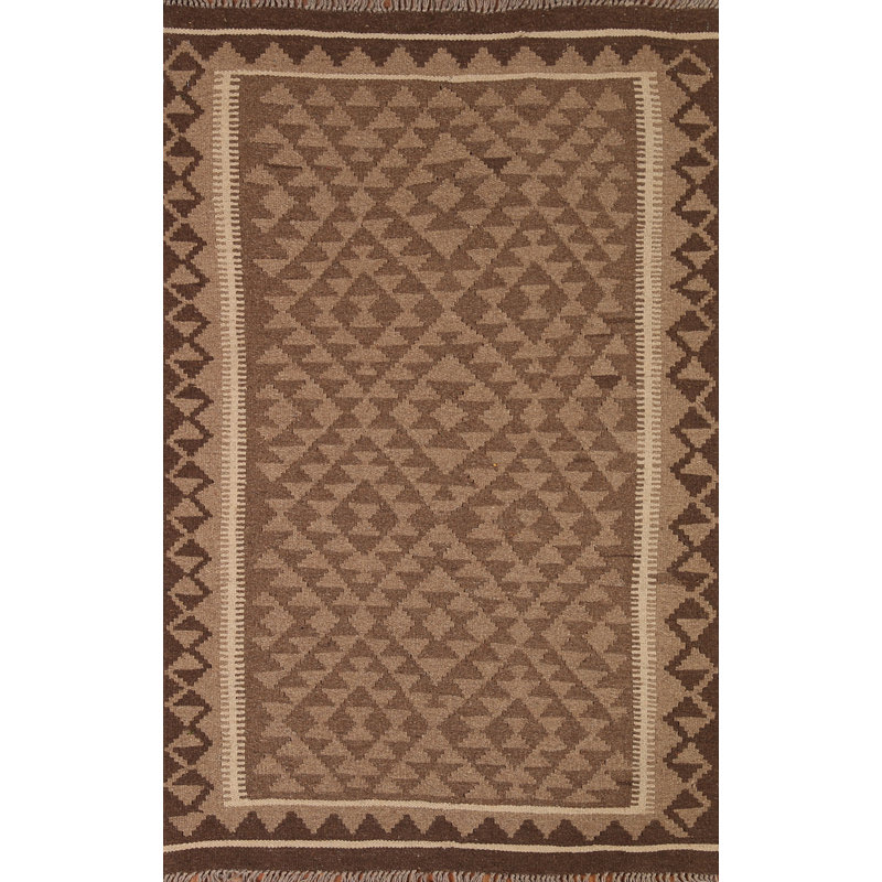 Tapis oriental brun en laine Kilim 3 x 5