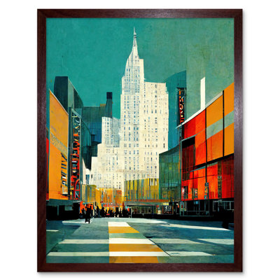 Broadway New York Abstract Midcentury Cityscape - Print
