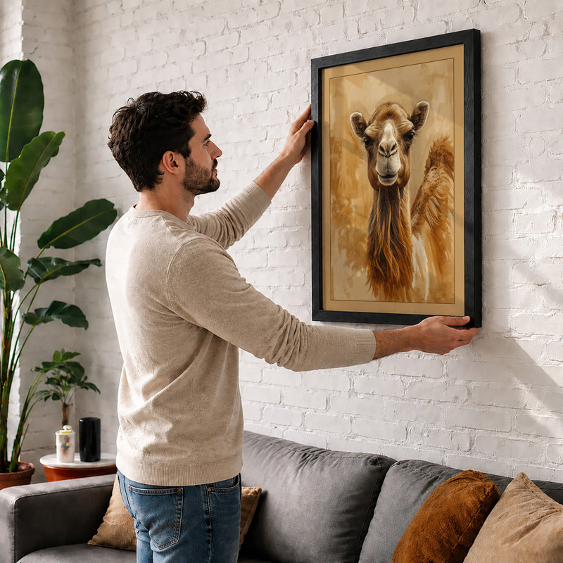Camel Study Boho - Framed Print, A4 - 29.7 x 21.0 cm, White