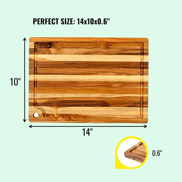 Teak Wood Charcuterie Board with Satin Nickel Handles