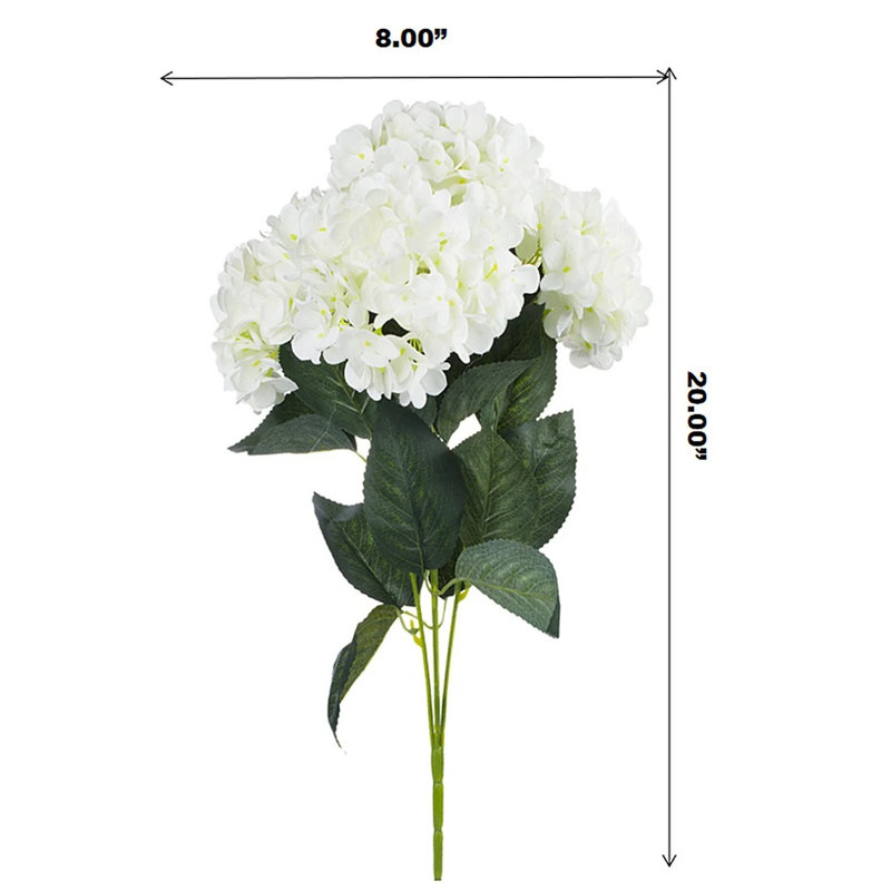 Faux bouquet d'hortensias à 7 têtes, Crème