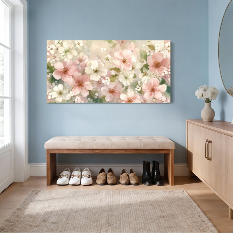 Ensemble de 1 tableau sur toile à motif floral de cerisier, H 20 po x l 40 po