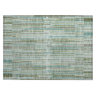 Machine Washable Indoor/Outdoor Xhevrie Aloe Rug